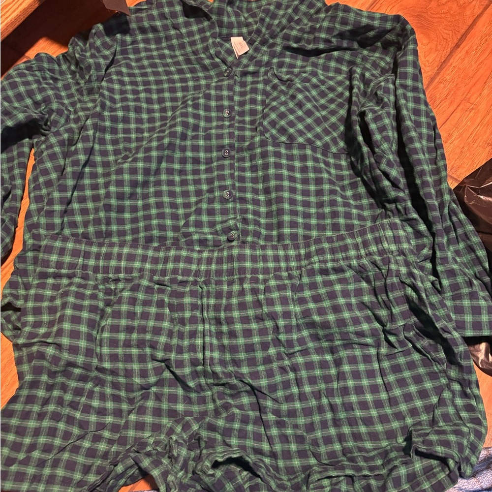 Auden Navy and Green Plaid PJ set